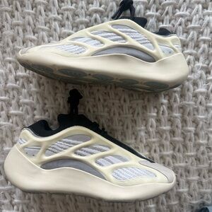 Yeezy Cream and Gray Sneakers